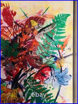 Peinture abstraite au couteau sur toile, ouvre unique signée. 50X64cm avec cadre