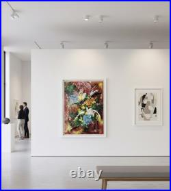 Peinture abstraite au couteau sur toile, ouvre unique signée 50x64 cm avec cadre