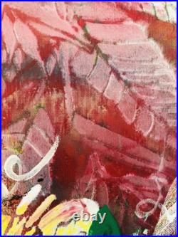 Peinture abstraite au couteau sur toile, ouvre unique signée 50x64 cm avec cadre