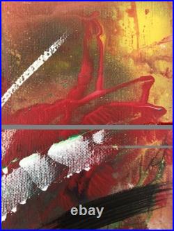 Peinture abstraite au couteau sur toile, ouvre unique signée 50x64 cm avec cadre