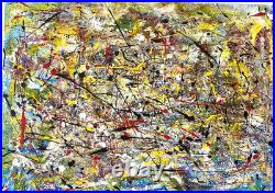 Peinture acrylique originale 115x80 cm Action Painting Style Pollock