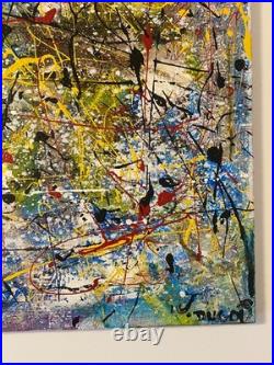 Peinture acrylique originale 115x80 cm Action Painting Style Pollock