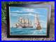 Peinture ancienne, Huile Sur Toile Signée Représentant Une Marine