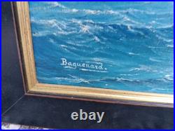 Peinture ancienne, Huile Sur Toile Signée Représentant Une Marine