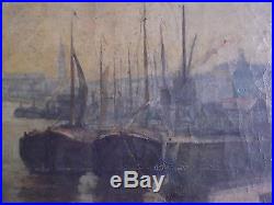 Peinture ancienne Port de BORDEAUX 19ème Huile sur Toile / Old French Painting