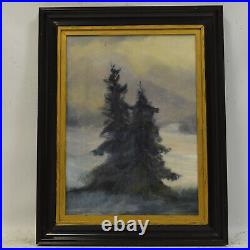 Peinture ancienne à l'huile sur toile Paysage d'hiver 61x48 cm