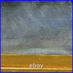 Peinture ancienne à l'huile sur toile Paysage d'hiver 61x48 cm