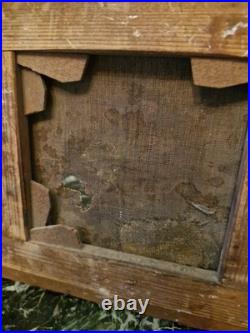 Peinture ancienne, huile Sur Toile, Rue De Village Animée Signée XIX Ème S