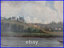Peinture ancienne huile sur toile Barbizon paysage. 19 éme Antique Painting oil