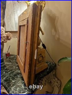 Peinture ancienne huile sur toile Enfant Jouant Aux Dominos