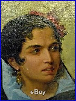 Peinture ancienne-jeune espagnole-orientaliste signée datée 1881 à identifier