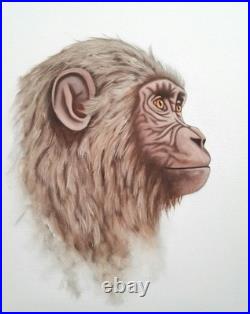 Peinture, chimpanzé huile sur toile, format 33/41 cm année 2026