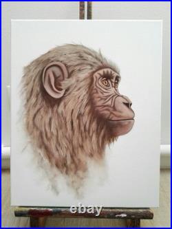 Peinture, chimpanzé huile sur toile, format 33/41 cm année 2026