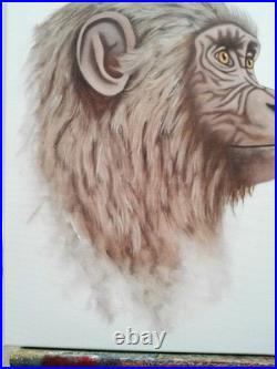 Peinture, chimpanzé huile sur toile, format 33/41 cm année 2026