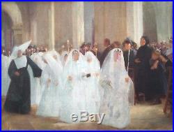 Peinture de Jules Octave Triquet (1867 1914) La Communion, Huile sur toile