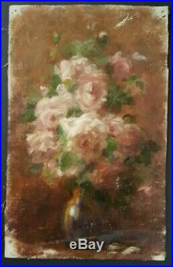 Peinture huile Jules Cyrille Cave bouquet de fleurs XIXeme XXeme