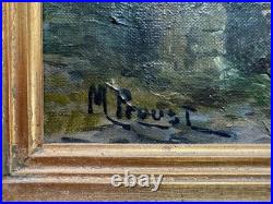 Peinture huile sur toile 38,5 x 46,5 cm signée PROUST MAURICE, VUE D'UNE EGLISE