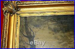 Peinture huile sur toile Les baigneuses reproduction d'après Corot signé Roche