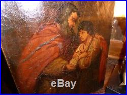 Peinture huile sur toile Moïse scène biblique début XIXe