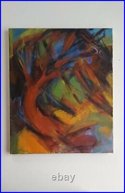 Peinture, huile sur toile, Paysage de Josette Zenatti (1930-2008) L'ARBRE ROUGE