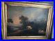 Peinture huile sur toile XIX signée, paysage animé, barbizon