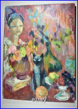 Peinture huile sur toile XXe signée Femme asiatique