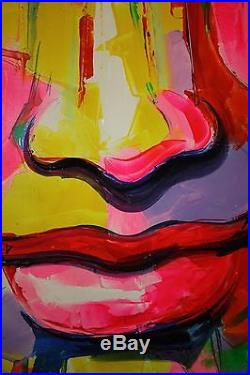 Peinture / huile sur toile femme Bouddha multicolore