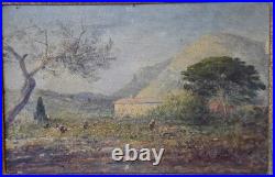Peinture huile sur toile signé Victor Lainé 1830-1911 Les Routes à Toulon