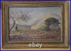 Peinture huile sur toile signé Victor Lainé 1830-1911 Les Routes à Toulon