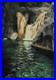 Peinture huile tableau sur toile paysage cascade signé S. CARREYRE originale