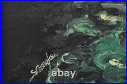Peinture huile tableau sur toile paysage cascade signé S. CARREYRE originale