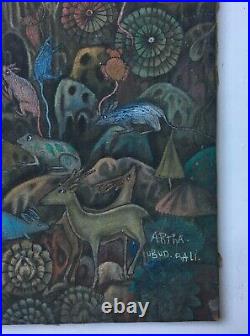 Peinture indonésienne XXe, Ecole Balinaise, Animaux, Huile sur toile, Tableau