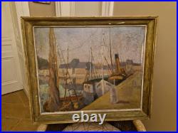 Peinture marine Huile Sur Toile Jules Demesse Port De Paimpol
