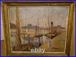 Peinture marine Huile Sur Toile Jules Demesse Port De Paimpol