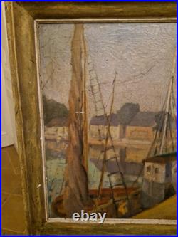 Peinture marine Huile Sur Toile Jules Demesse Port De Paimpol