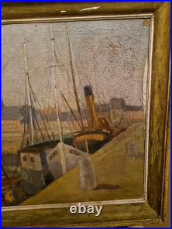 Peinture marine Huile Sur Toile Jules Demesse Port De Paimpol