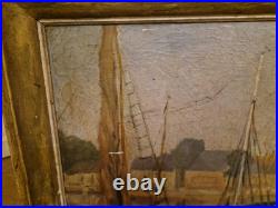 Peinture marine Huile Sur Toile Jules Demesse Port De Paimpol