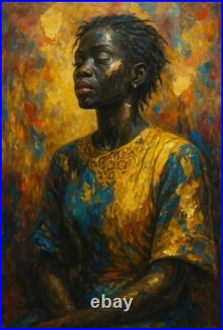 Peinture originale Tullasky 47x70 cm Or et Acrylique sur toile