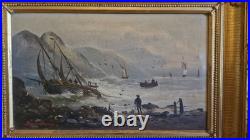 Peinture représentant une marine Époque XIX Ème S