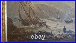 Peinture représentant une marine Époque XIX Ème S