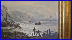 Peinture représentant une marine Époque XIX Ème S