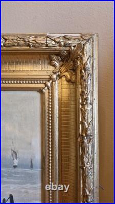 Peinture représentant une marine Époque XIX Ème S