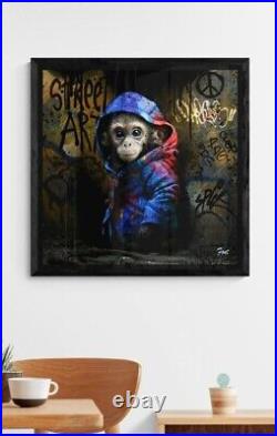Peinture singe graffiti street graff toile acrylique panneau pop art numerique