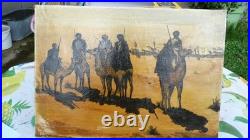 Peinture sur toile ancienne cavalier arabe + 1 tabeau vache personnage