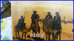 Peinture sur toile ancienne cavalier arabe + 1 tabeau vache personnage