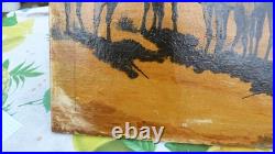 Peinture sur toile ancienne cavalier arabe + 1 tabeau vache personnage
