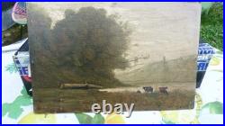 Peinture sur toile ancienne cavalier arabe + 1 tabeau vache personnage