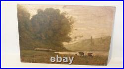 Peinture sur toile ancienne cavalier arabe + 1 tabeau vache personnage