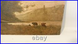 Peinture sur toile ancienne cavalier arabe + 1 tabeau vache personnage