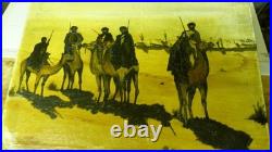Peinture sur toile ancienne cavalier arabe + 1 tabeau vache personnage